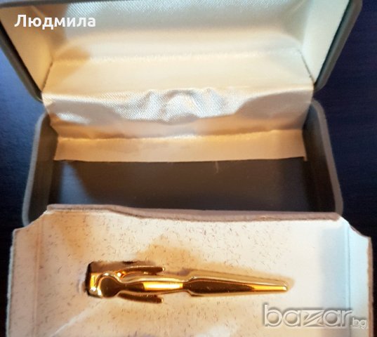 Позлатена щипка за вратовръзка, снимка 3 - Други - 20342789