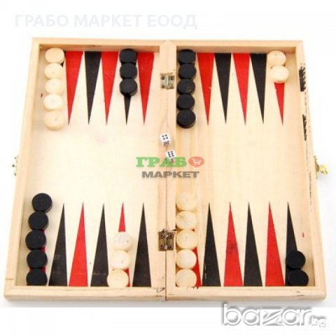 Комплект шах и табла в красива дървена кутия с размери - 25х25 см, снимка 2 - Други - 15752718