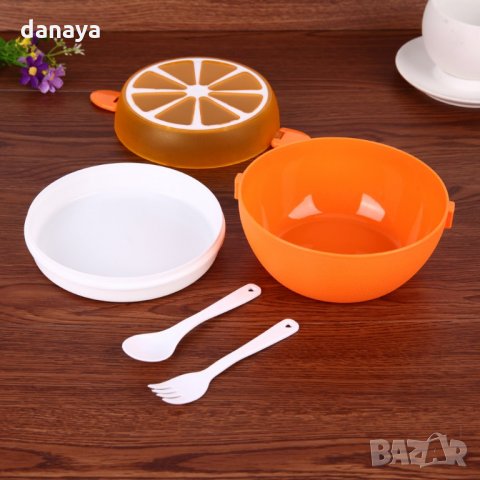 715 Детска кутия за обяд с отделения и прибори Кутия за храна с форма на портокал, снимка 3 - Кутии за храна - 24117312