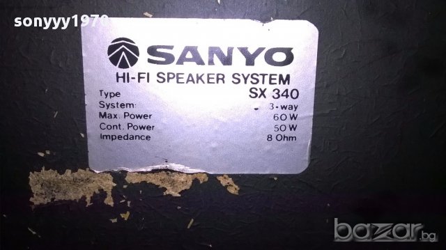 Sanyo sx-340 hi-fi 3 way/60w/8ohm 50/28/22см-внос швеицария, снимка 5 - Тонколони - 15511656