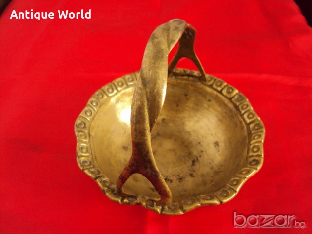 Стара Масивна Бронзова Бонбониера Кошница, снимка 2 - Антикварни и старинни предмети - 20455604