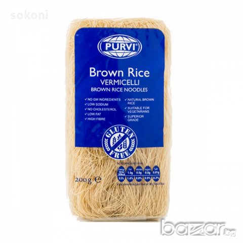 Purvi's Brown Rice Vermicelli / Първи'с Кафяво Оризово Фиде 200гр; , снимка 1 - Домашни продукти - 17126736