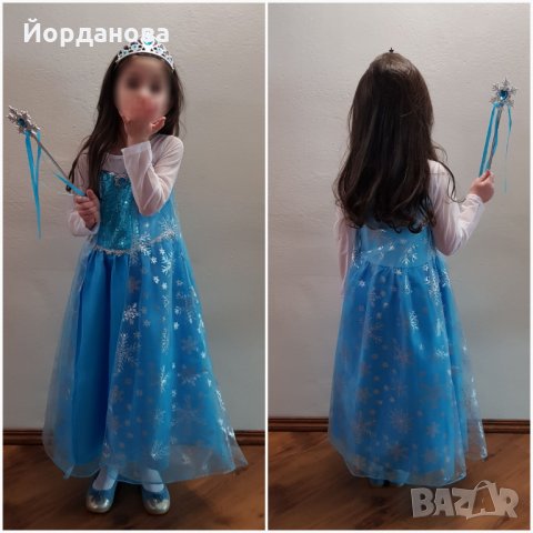 Детски рокли на Елза и Ана от "Замръзналото кралство" с подарък жезъл , снимка 7 - Детски рокли и поли - 21690273