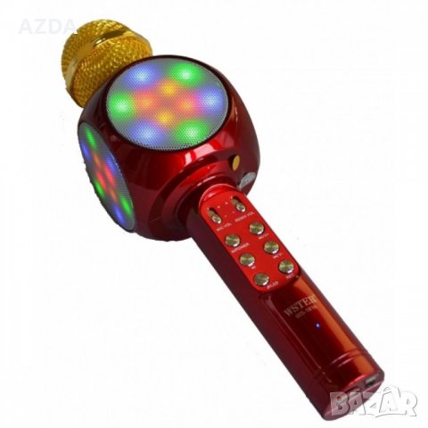 Безжичен блутут караоке микрофон за деца и големи с лед светлини и вграден говорител , снимка 2 - Микрофони - 25769286