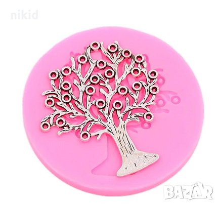 Дърво с кръгчета по клони силиконов молд форма за торта украса фондан, снимка 1 - Форми - 23834764