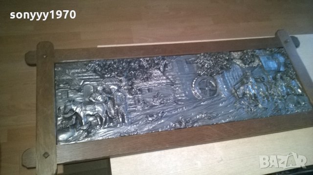 огромна тежка немска картина-дърво и олово-внос швеицария, снимка 2 - Антикварни и старинни предмети - 22136540