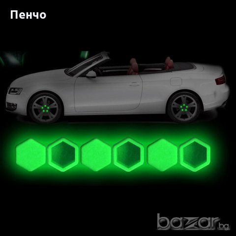 Защитни капачки тапи зелени светещи за гайките на джантата на колата протектори на болтовете 17 19 м, снимка 1 - Аксесоари и консумативи - 20799360