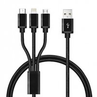 Кабел универсален, силиконов USB-A(м)/USB-C(м), MICRO USB(м), Apple lighining(м) 1,2m