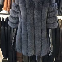 Дамско елегантно палто от лисица сиво 2017/2018, снимка 1 - Палта, манта - 19684097
