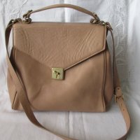 ZARA естествена кожа дамска чанта в цвят пудра, снимка 1 - Чанти - 25661019