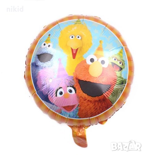 Приятели от Улица Сезам Бисквитено чудовище Muppet Cookie Monster кръгъл фолио фолиев балон хелий, снимка 1