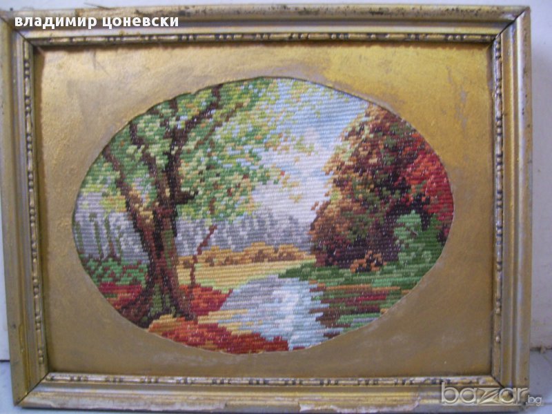 гоблен Пейзаж с река,картина,пано, снимка 1