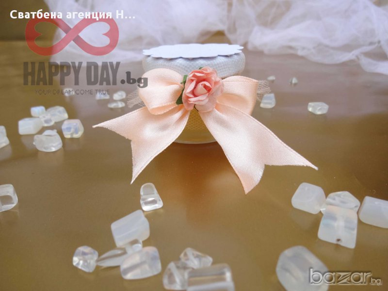 Сватбено подаръче за гостите - Бурканче с мед Корделия, снимка 1