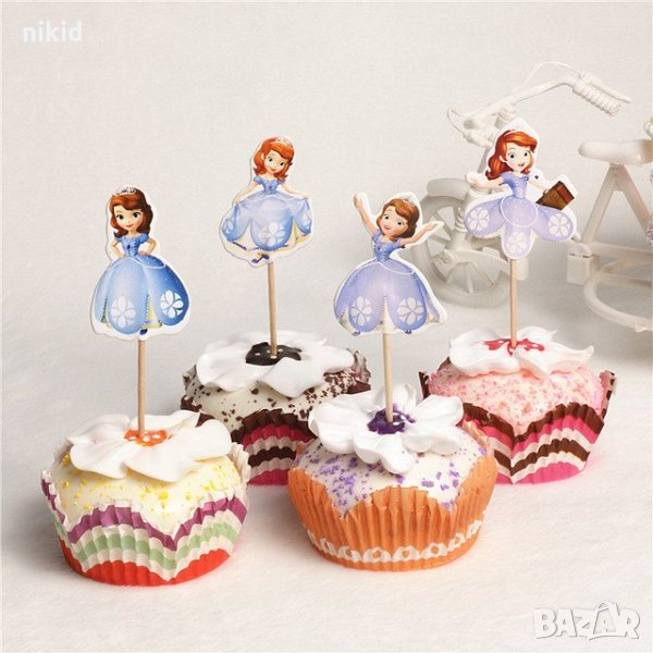 24 бр Принцеса София Първа топери украса декорация за мъфини кексчета торта и парти рожден ден, снимка 1