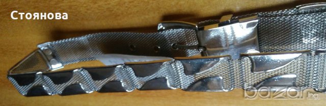 Стилен сребрист колан с метална плетена нишка, снимка 4 - Колани - 20903952