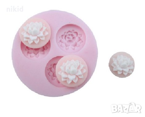 3 мини лотос лотус цветчета силиконов молд форма раса декор торта мъфини фондан шоколад и др