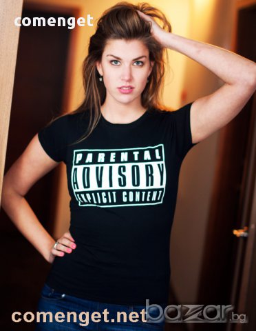ПРОМО ЦЕНА!  Дамски топ PARENTAL ADVISORY - АЛИСИЯ! Поръчай модел С Твоя Снимка или идея!, снимка 2 - Тениски - 9868316