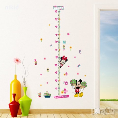 Mickey Minnie Mouse Мики и Мини маус метър за стена и мебел детска стая лепенка стикер самозалепващ, снимка 1 - Други - 21581420