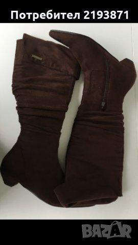 Равни велурени остри ботуши Maria Mare номер 38, снимка 3 - Дамски ботуши - 24290458