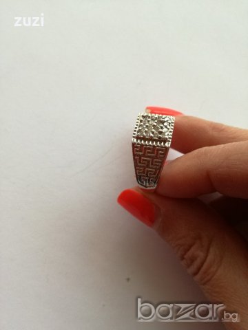 Сребърен мъжки пръстен  с бели  циркони - сребро проба 925, снимка 6 - Пръстени - 18222812