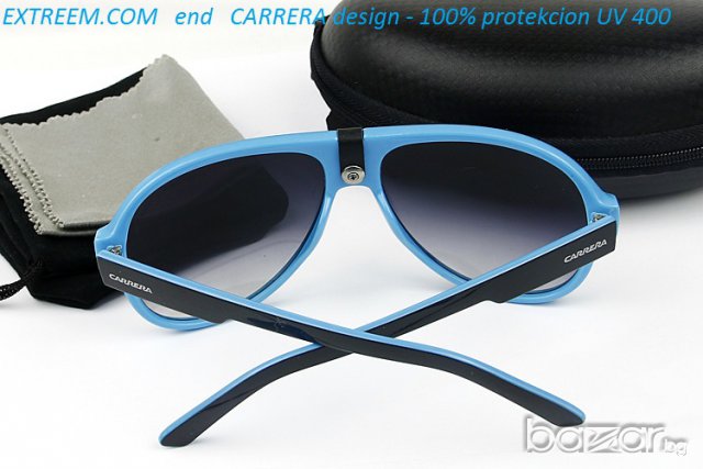 C A R R E R A - АВИАТОР-ЧЕРНА + СИНЯ / вътре/ РАМКА -ТЪМНО СТЪКЛО-Слънчеви Очила UV 400, снимка 6 - Слънчеви и диоптрични очила - 7877436