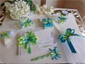 Комплект за кръщене с кръстче - синьо и зелено, снимка 1 - Подаръци за кръщене - 21115818