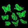 Светещи в тъмното пеперуди 8 бр. луминисцентни , фосфорни пеперуди , декорация стая, снимка 1 - Други - 26063497