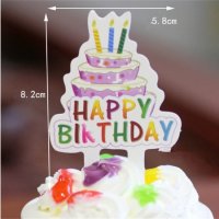 25 бр Happy Birthday надпис с триетажна торта табелка картон топери за кексчета мъфини рожден ден, снимка 1 - Други - 22900091