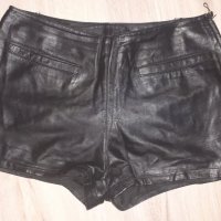 Черни къси гащи естествена кожа, снимка 1 - Къси панталони и бермуди - 23428537