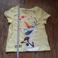 18-24м 92см Тениска H&M Материя памук Цвят жълт Олаф нова, с етикет, подходяща за подарък, снимка 2 - Бебешки блузки - 16323562