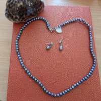 Колие от естествени перли с обеци, снимка 1 - Други - 21382124