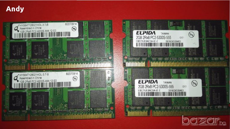 2GB DDR2 KIT - 2x1GB 666/800mhz pc 5400/6400 за лаптоп, so-dimm, снимка 1