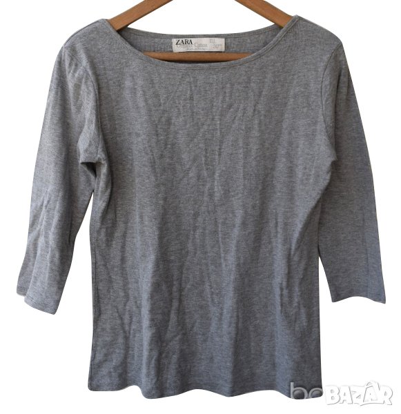 Zara Organic Cotton дамска блуза тениска сива органик памук, снимка 1