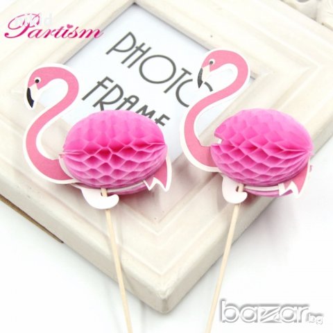 2 бр Фламинго 3D тяло топер клечки декорация за парти коктейл торта сладолед мелба