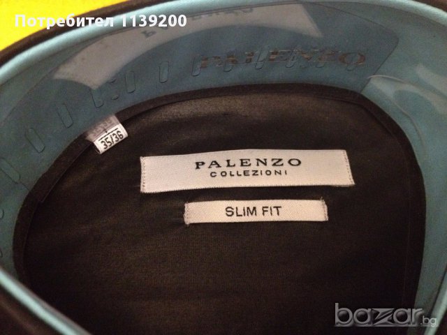 Нова риза Palenzo slim fit S - луксозна черна лъскава тюркоаз, снимка 4 - Ризи - 18030766