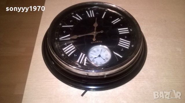 голям метален двоен часовник-41см-внос англия, снимка 2 - Колекции - 26043983