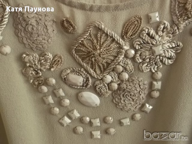 Нова маркова рокля, туника, бежова, камъни, Park Bravo, S, M, 38
