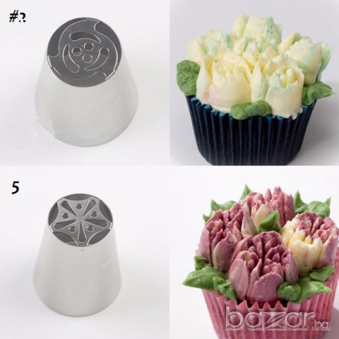 #2 накрайник за пош шприц цвете лале руска руски дюза за украса декор торта фондан шоколад и др., снимка 2 - Аксесоари за кухня - 15176456