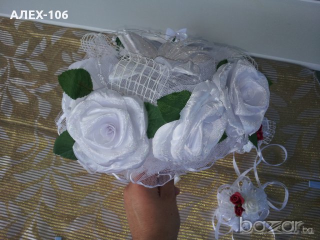 Сватбени букет и Връзки, снимка 3 - Сватбени аксесоари - 8888801