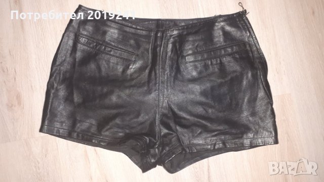 Черни къси гащи естествена кожа, снимка 1 - Къси панталони и бермуди - 23428537