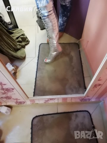 Нови сребристи летни ботуши за 75лв, снимка 3 - Дамски ботуши - 21806786