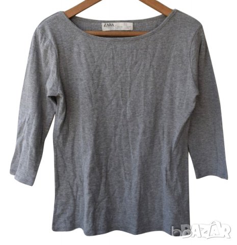 Zara Organic Cotton дамска блуза тениска сива органик памук, снимка 1 - Тениски - 23437293
