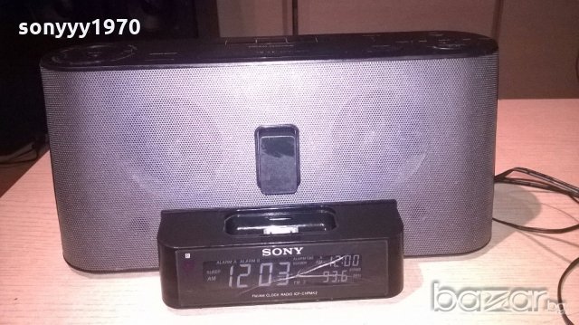 sony iphone/tuner/clock/aux/ampli+adaptor-внос англия, снимка 1 - Ресийвъри, усилватели, смесителни пултове - 19582368