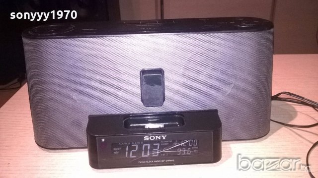 sony iphone/tuner/clock/aux/ampli+adaptor-внос англия