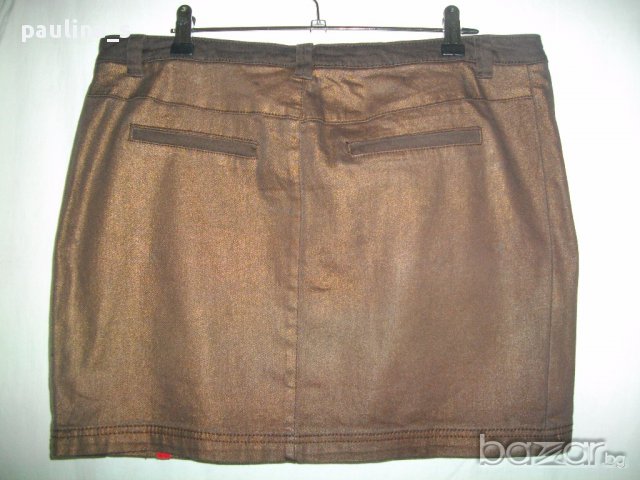 Два броя / Дънкова мини пола EDC by "Esprit" / кафява и в каре с плисета, снимка 7 - Поли - 14939981