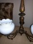 Продавам месингов /3 лампи/ орнаментен полюлей, старото производство на Камъшит Силистра, снимка 2