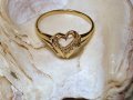 Златен пръстен СЪРЦЕ, за годеж, сватба 1.35 грама/ размер №51, 14К, снимка 3