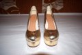 ROOTS! - 100% Оригинални страхотни дамски обувки на ток от Норвегия / Златисти / Блестящи / Луксозни, снимка 7