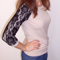 Дамска блуза с дантела, снимка 1 - Блузи с дълъг ръкав и пуловери - 8331749
