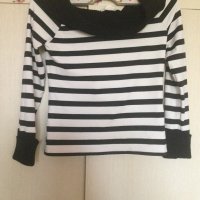 Дамска блуза на  черни  и бели райета, снимка 2 - Блузи с дълъг ръкав и пуловери - 23272337